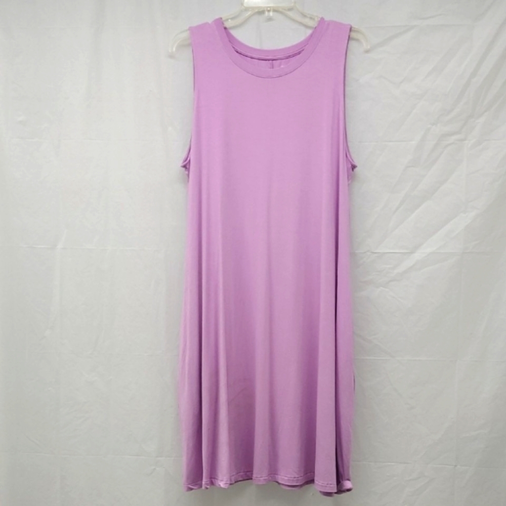 Midi SunDress Sleeveless Pockets Crew Neck Pastel Purple Chore Cottagecore Boho